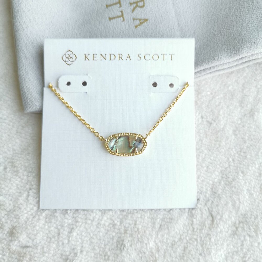 New Kendra Scott Gold Necklace - Elisa Abalone Shell